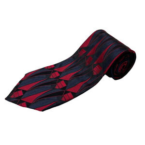 DeSantis The Collection 100% Silk Blue Red Mens Tie 56x4" Handmade Necktie